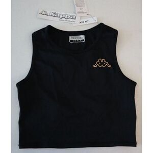 Kappa 331D22W Women's Sz S Black/Orange/White Logo Tape Erina Cropped Tank Top